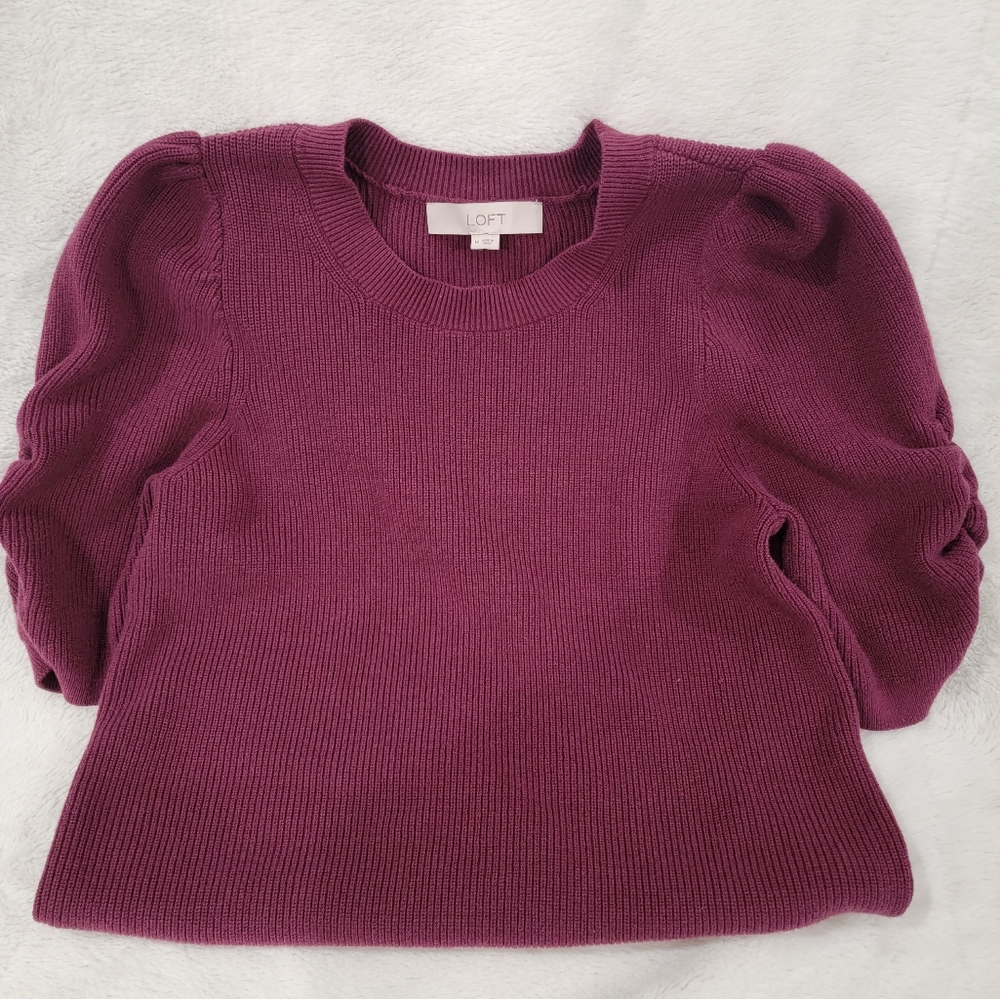 Loft sweater with ruched sleeves